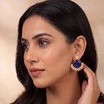 Load image into Gallery viewer, Opal Stone & Pearl Fringe Gold-Toned Stud Earrings