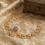 Load image into Gallery viewer, Gold-Plated American Diamond-Studded & Beaded Rajasthani Maangtika