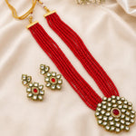 Load image into Gallery viewer, Gold-Plated White Kundan Studded & Crystals Beaded Long Jewellery Set