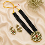 Load image into Gallery viewer, Gold-Plated White Kundan Studded & Crystals Beaded Long Jewellery Set