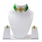Load image into Gallery viewer, Crystal Layered Gold Plated Meena Work Necklace Set With Matching Earrings For Women And Girls
