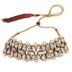 Load image into Gallery viewer, Antique Kundan & Pearl Work Choker With Tika For Women