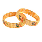 Load image into Gallery viewer, Gold Plated Peacock Design Handmade Meena Work Bangle For Women (2 Piece)