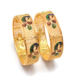 Load image into Gallery viewer, Gold Plated Peacock Design Handmade Meena Work Bangle For Women (2 Piece)