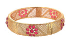 Load image into Gallery viewer, Gold Plated Red Stones Flower Design Handmade Work Bangle For Women (2 Piece)