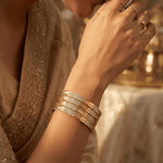 Load image into Gallery viewer, White & Gold Two Tone Gold Plated Bangle For Women