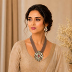 Load image into Gallery viewer, Gold-Plated White Kundan Studded & Crystals Beaded Long Jewellery Set