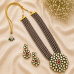 Load image into Gallery viewer, Gold-Plated White Kundan Studded & Crystals Beaded Long Jewellery Set