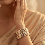 Load image into Gallery viewer, White Peacock Design Handmade Meena Work Gold Plated Bangle For Women