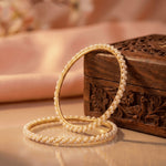 Load image into Gallery viewer, Elegant Handcrafted Set of 2 Pearl-Studded Gold-Plated Bangles