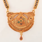 Load image into Gallery viewer, Gold Plated Handmade Meena Work Geru Black Beads Mangalsutra For Women