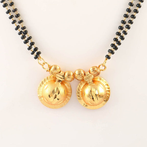 Gold Plated Handmade Meena Work Geru Black Beads Mangalsutra For Women