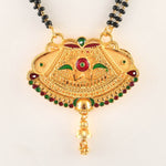 Load image into Gallery viewer, Gold Plated Handmade Meena Work Geru Black Beads Mangalsutra For Women