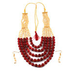 Load image into Gallery viewer, Multi String Five Layered Handmade Beaded Long Necklace Set