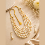 Load image into Gallery viewer, Multi String Five Layered Handmade Beaded Long Necklace Set
