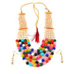 Load image into Gallery viewer, Multi String Five Layered Handmade Beaded Long Necklace Set