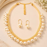 Load image into Gallery viewer, Gold-Plated White Pearl Beaded Jewellery Set