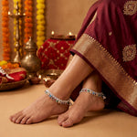Load image into Gallery viewer, Multicolor Silver Plated Ad Cz Multi-Color Stones Traditional Indian Anklet For Women