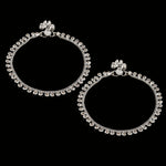 Load image into Gallery viewer, Silver Plated Ad Cz White Stones Traditional Indian Anklet