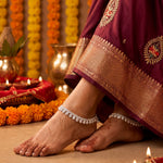 Load image into Gallery viewer, Silver Plated Ad Cz White Stones Traditional Indian Anklet