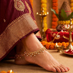 Load image into Gallery viewer, White Gold Plated Ad Cz White Stones Traditional Indian Anklet