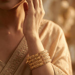 Load image into Gallery viewer, Gold Finely Hand Engraved Peeled Metal Bangle For Women