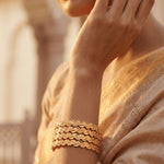 Load image into Gallery viewer, Set Of 4 Gold-Plated Leaf Bangles