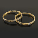 Load image into Gallery viewer, Set Of 2 Gold-Plated & Silver-Plated White Stone-Studded Bangles
