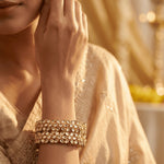 Load image into Gallery viewer, Set Of 2 Gold-Plated Kundan-Studded Bangles