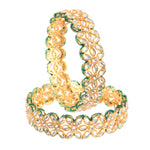 Load image into Gallery viewer, Set Of 2 Gold-Plated Kundan-Studded Bangles