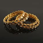 Load image into Gallery viewer, Set of 4 Gold-Plated Kundan-Studded Bangles