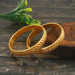 Load image into Gallery viewer, Set of 2 Gold-Plated Net & Etching Textured Bangles