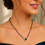 Load image into Gallery viewer, Black Crystal Beads Two-Tone Silver Gold Plated Mangalsutra With Earrings For Women