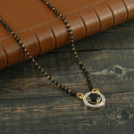 Load image into Gallery viewer, Black Crystal Beads Two-Tone Silver Gold Plated Mangalsutra With Earrings For Women