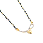 Load image into Gallery viewer, Silver & Gold Plated Black Crystal Beads Two-Tone Mangalsutra With Earrings For Women