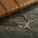 Load image into Gallery viewer, Silver & Gold Plated Black Crystal Beads Two-Tone Silver Gold Plated Mangalsutra With Earrings For Women