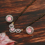 Load image into Gallery viewer, Two-Tone Silver Gold Plated American Diamond and Cubic Zirconia Studded Mangalsutra With Earrings