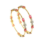 Load image into Gallery viewer, Set Of 2 Gold-Plated CZ & AD Studded Bangles