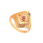Load image into Gallery viewer, Traditional Gold-Plated Square Filigree Statement Ring with Red Stone