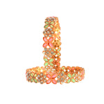 Load image into Gallery viewer, Set Of 2 Rose Gold-Plated AD Stone-Studded Bangles