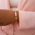 Load image into Gallery viewer, Women Gold-Toned & White Brass Cubic Zirconia Gold-Plated Bracelet