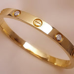 Load image into Gallery viewer, Women Gold-Toned & White Brass Cubic Zirconia Gold-Plated Bracelet