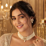 Load image into Gallery viewer, Gold-Plated Kundan-Studded & Beaded Jewellery Set