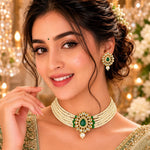 Load image into Gallery viewer, Gold-Plated Kundan-Studded & Beaded Jewellery Set