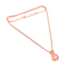 Load image into Gallery viewer, Rose Gold Halo Pendant Necklace with Sparkling Round Zirconia – Adjustable Cable Chain for Women