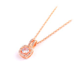 Load image into Gallery viewer, Rose Gold Halo Pendant Necklace with Sparkling Round Zirconia – Adjustable Cable Chain for Women