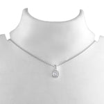 Load image into Gallery viewer, Rose Gold Halo Pendant Necklace with Sparkling Round Zirconia – Adjustable Cable Chain for Women
