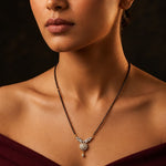 Load image into Gallery viewer, Silver-Plated Cubic Zirconia Studded & Beaded Mangalsutra