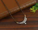 Load image into Gallery viewer, Silver-Plated Cubic Zirconia Studded & Beaded Mangalsutra