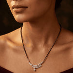 Load image into Gallery viewer, Silver-Plated Cubic Zirconia Studded & Beaded Mangalsutra